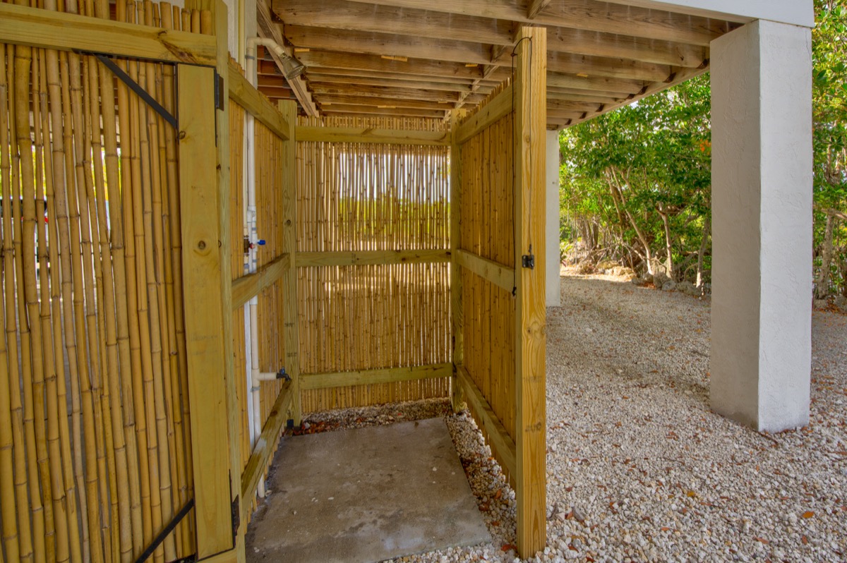Outdoor bamboo shower